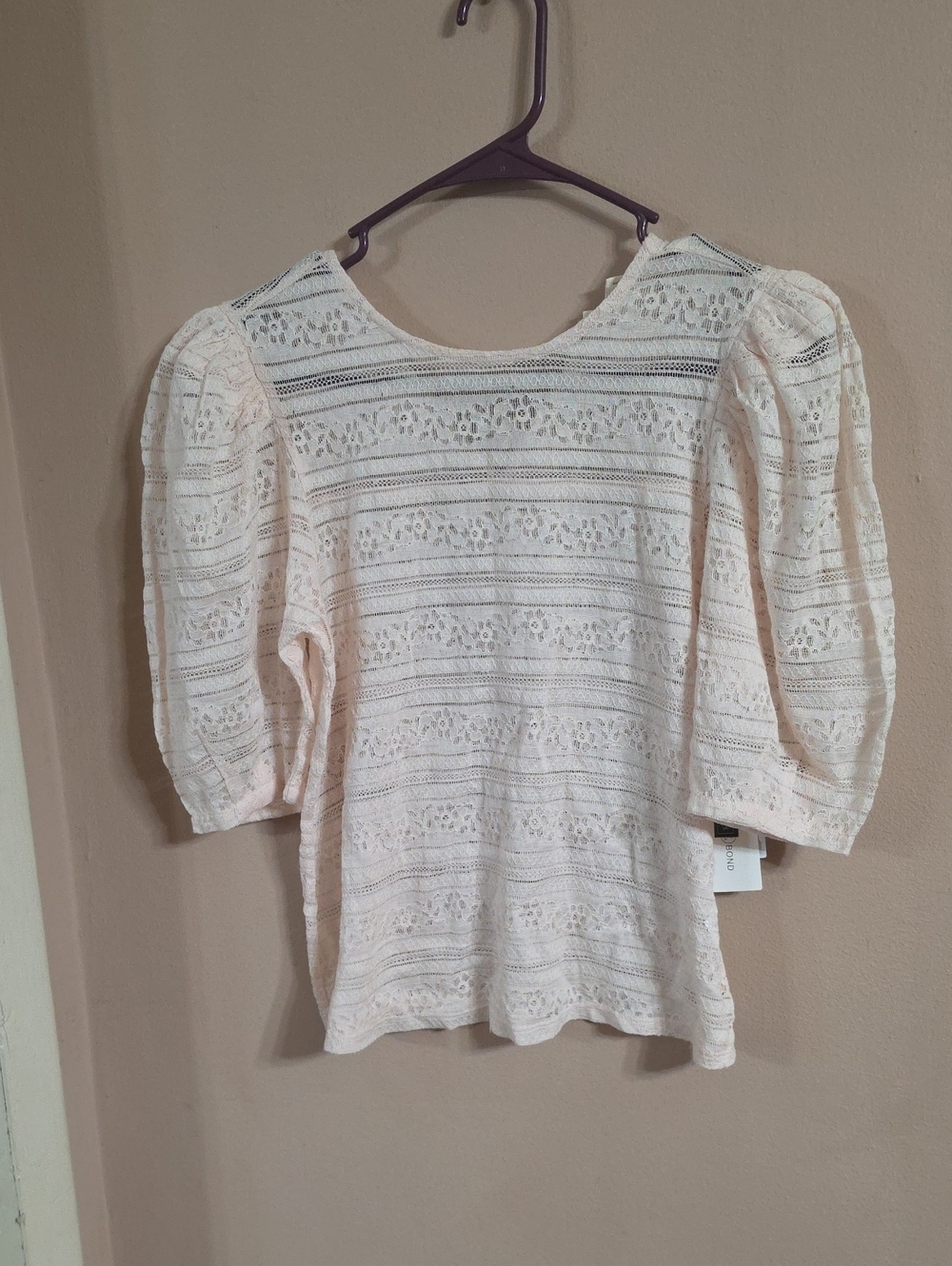 Treasure & Bond Lace Puff Sleeve Top — Cream